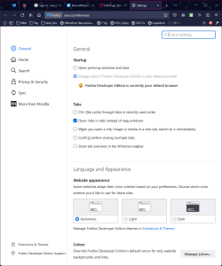 Firefox settings